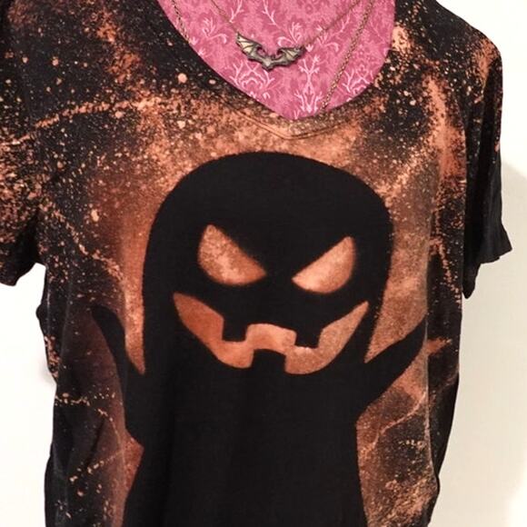 NEW Custom-Made Acid Ghost on Black V neck T shirt SZ XXL  (V4) - Picture 3 of 11